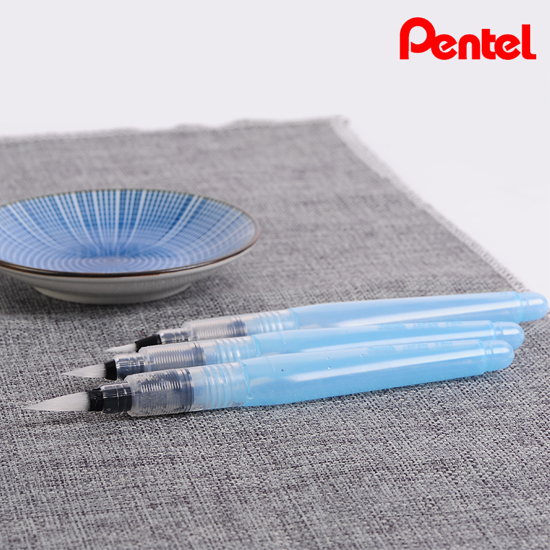 日本Pentel派通自来水笔大容量储水笔水彩笔水溶彩铅固体颜料笔刷-图2