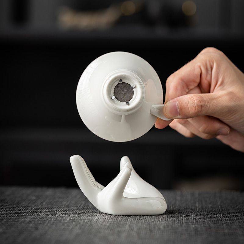 创意白瓷手托茶漏茶滤简约茶叶过滤网滤茶器超细不锈钢滤孔茶滤器,淘宝优惠券,粉丝福利购,淘宝优惠卷