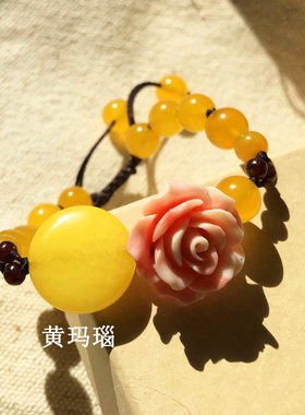 纯然饰品黄玛瑙可调节复古配饰