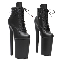 Leecabe 23cm Matt Sexy Hate Sky High Boots Steel Tube Dance Ultra Short Dance Boots Walk Show Ultra High Heel Boots 2B