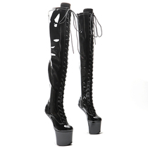 Leecabe sexy no-heel steel tube dance girl high boots European and American sexy sex performance over knee high heel shoes 5W