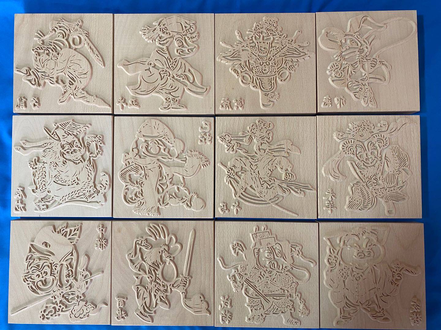 十二生肖木雕版版画年画活字印刷榉木国学_虎窝淘