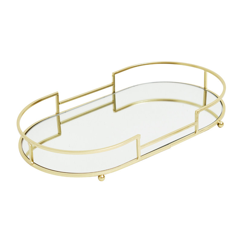 欧式镜面玻璃金色收纳托盘家用客厅茶几轻奢高级感长方形茶杯盘子,淘宝优惠券,粉丝福利购,淘宝优惠卷