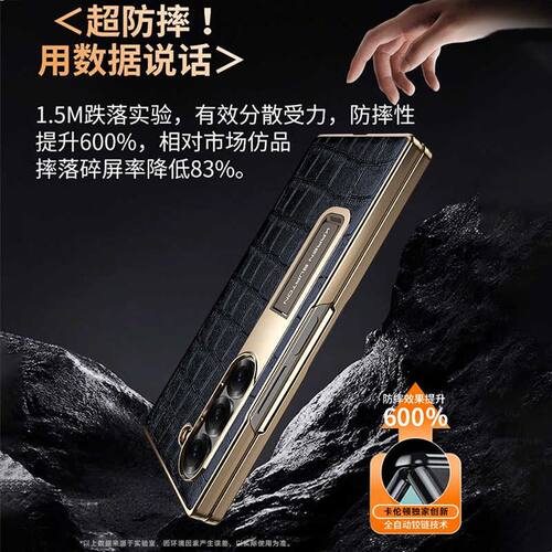 适用于适用三星fold6手机壳鳄鱼纹zfold5折叠屏真皮防摔w22保护套 - 图1