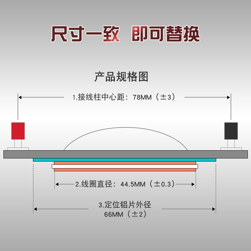 雷顿250-8喇叭线圈44.4mm短柱高音音圈 44芯进口高分子扁线复合膜 - 图1