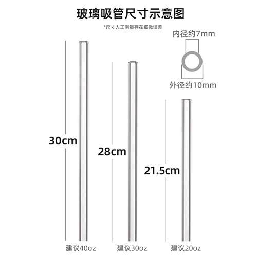 30cm玻璃吸管加长适用史丹利stanley吸管配件巨无霸冰霸杯保温杯 - 图0