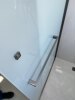 One-line gun gray stainless steel extremely narrow minimalist shower room bathroom oil sand tempered glass sliding door partition
