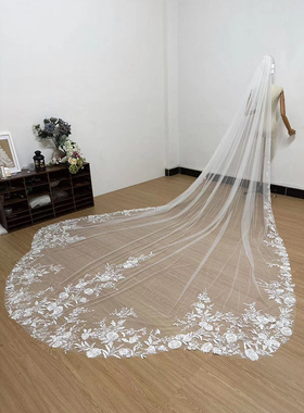 蕾丝头纱新娘结婚梦幻公主