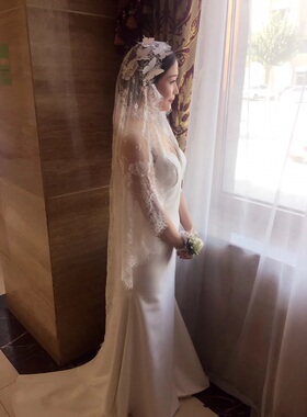 高级新娘结婚婚礼拖尾法式婚纱