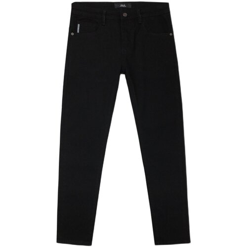 九分黑色牛仔裤男韩版潮流百搭弹力小脚修身显瘦纯黑色休闲9分裤 - 图3