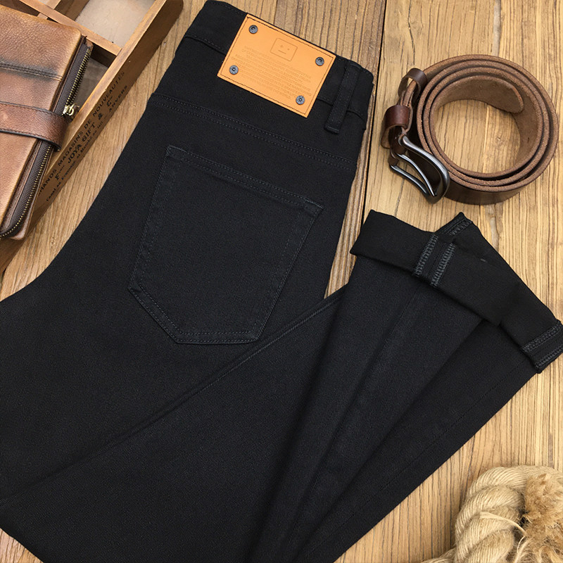 冬季黑色牛仔裤男九分裤高端休闲宽松直筒纯黑修身小脚长裤春秋款,淘宝优惠券,粉丝福利购,淘宝优惠卷