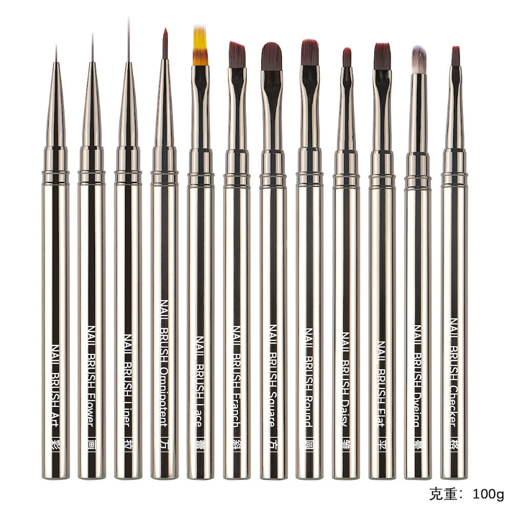 枪黑色金属杆美甲笔新手学员练习光疗彩绘笔拉线笔晕染笔12支套装,淘宝优惠券,粉丝福利购,淘宝优惠卷