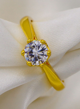 越南沙金戒指正品莫桑石活口首饰