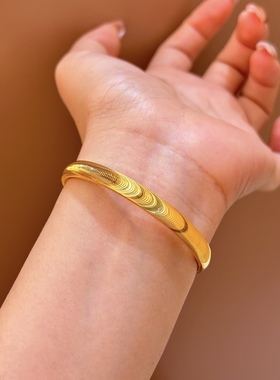 水波纹手镯女高级感手环金镯子