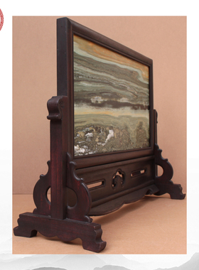 天然大理石画 云石 油画石 大理石屏风 实木办公桌面台屏摆件奇石