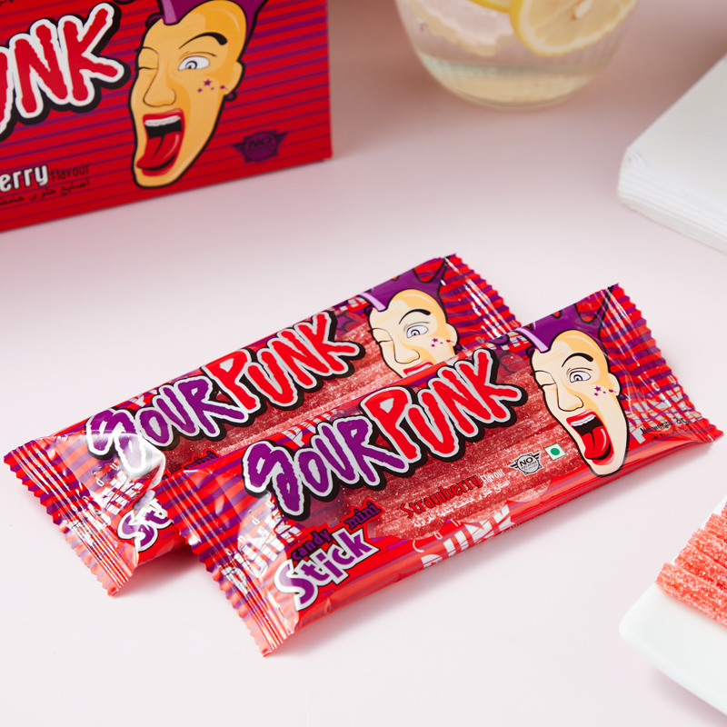 sour punk stick泰国进口因卡普酸条软糖可乐草莓味零食网红糖 - 图0