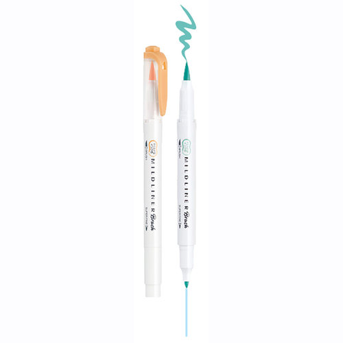 日本Zebra/斑马MildLiner双头荧光笔WFT8软毛笔手帐英文艺术BRUSH - 图2