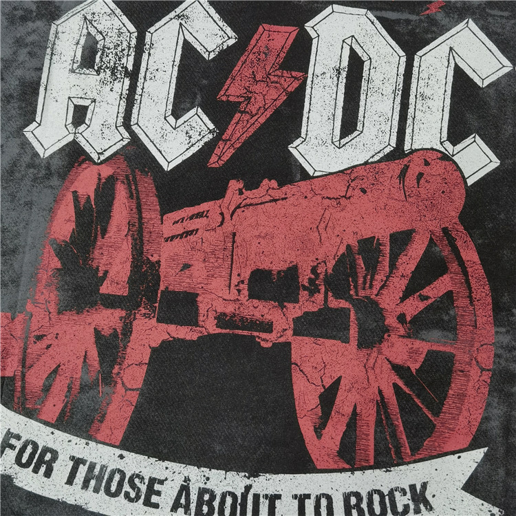 复古怀旧澳大利亚摇滚老炮植绒ACDC印花圆领全棉短袖歌迷T恤Y731 - 图3