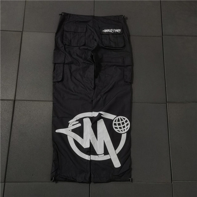 American street hip-hop trendy wide-legged pocket printed trendy brand loose workwear straight casual pants K188 unisex