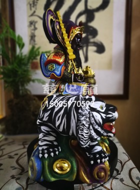 财神赵公明武财神木雕纯手工定制