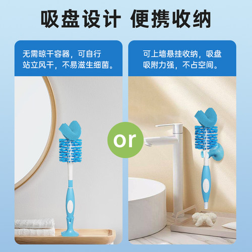 布朗博士奶瓶刷清洗刷婴儿专用海绵奶嘴刷子套装便携清洁宝宝用品 - 图1