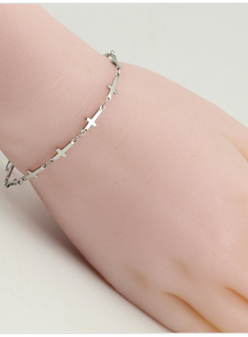 日韩版简约十字架手链男女闺蜜学生森系个性节日生日礼物洗不掉色