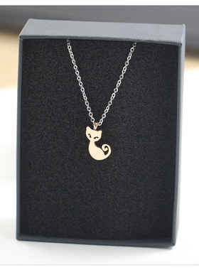 韩国钛钢饰品镀14K真金淑女狐狸锁骨链短款项链 玫瑰金项链女礼物