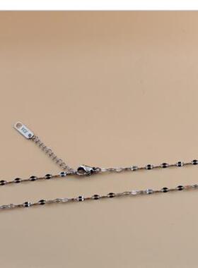 2024新款细闪嘴唇链高级感素链银色 简约通勤叠戴项链女不掉色