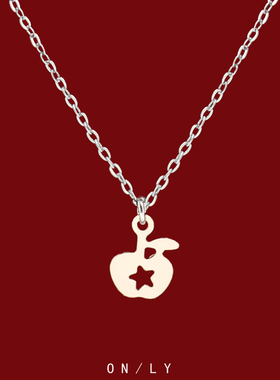 苹果项链女生轻奢小众设计感高级玫瑰金锁骨颈链2024新款爆款女E6