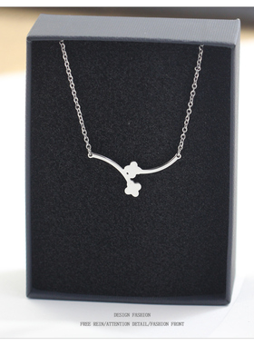 轻奢小众又挂四叶草花项链女锁骨链2024新款日节礼物防过敏不掉色