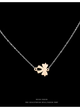 项链上新简约素几何蝴蝶结吊坠设计感短项链女锁骨链礼物女不掉色