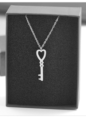 银爱心锁匙项链女简约韩版气质项链锁骨链ins学生网红闺蜜项链女