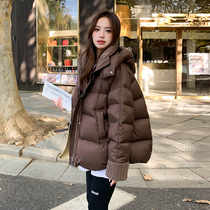 Merald curly duvet cotton clothes female winter 2023 new advanced senses super-looking lamb wool collar cotton clothing thick coat