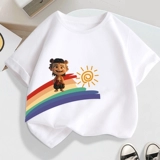 Радужная детская летняя одежда, футболка с коротким рукавом для мальчиков для детского сада, семейный стиль