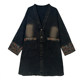 Autumn coat, retro V-neck, large pocket denim jacket, loose large version, mid-length windbreaker coat, fat mm cotton