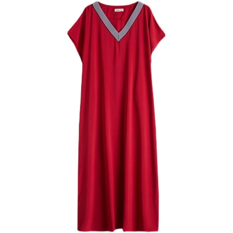 文艺宽松纯色长袍折扣夏季新款棉绸v领胖mm连衣裙净色过膝长裙,淘宝优惠券,粉丝福利购,淘宝优惠卷