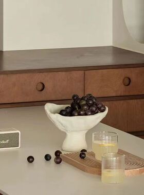 侘寂风中古高脚果盘办公室书房客厅卧室玄关家居装饰复古摆件