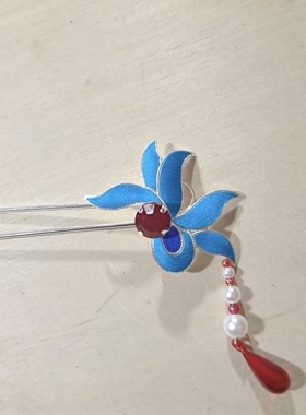 新款点绸头饰小花簪子百搭花挑小姐丫鬟钗子花旦戏曲舞台头饰一对