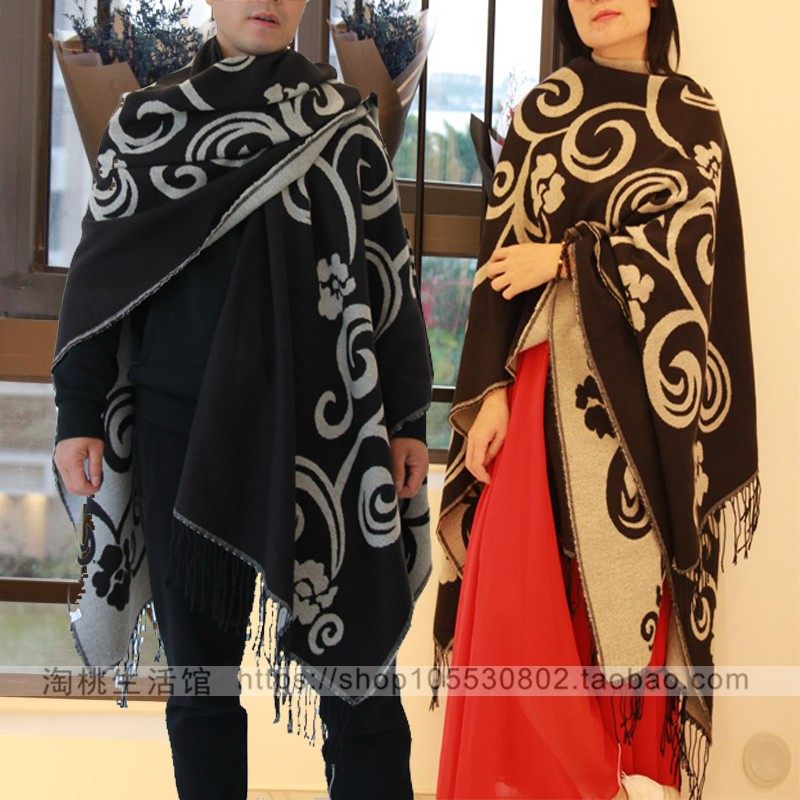 男士西藏旅游太极花披肩 仿羊绒旅行披风空调斗篷 女士开保暖围巾,淘宝优惠券,粉丝福利购,淘宝优惠卷