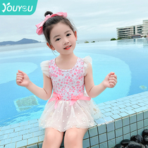 Child Bathing Suit Girl Summer Conjoined 2023 New Middle Children Baby Foreign Air Cute Princess Fashion Baby Swimsuit