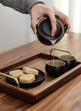 黑胡桃木家用长方形餐盘