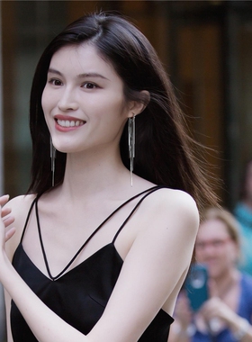 流苏耳环气质女神长款耳扣式耳坠