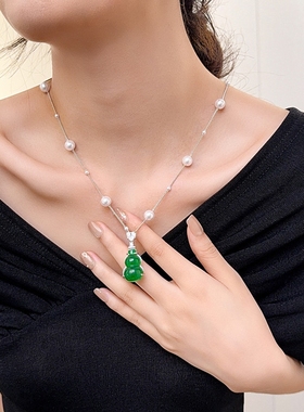 新中式如意吉祥绿色葫芦项链