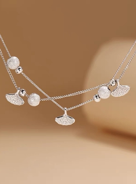 纯银轻奢风闪闪发光的杏叶手链/好运连连/雪花银傣家熟银食用银