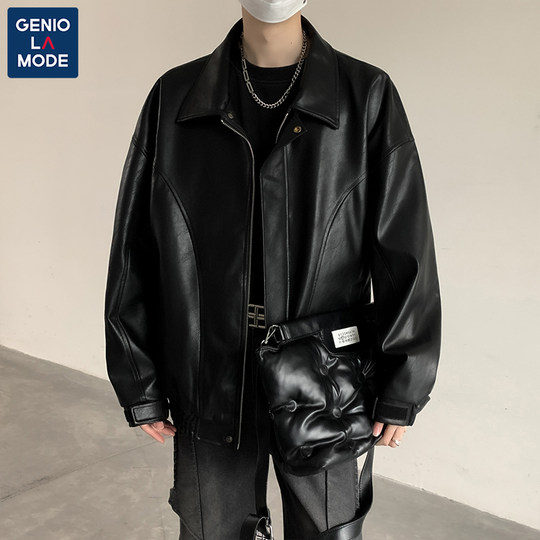 GENIOLAMODE皮衣外套男美式机车25冬季加绒男装痞帅飞行员夹克男