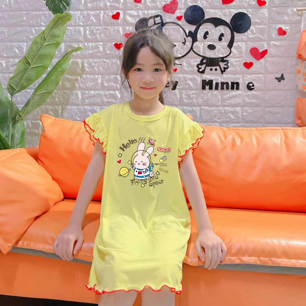 女童冰丝睡衣2023年夏季薄款公主洋气家居服女孩儿童短袖睡裙可爱 - 图2