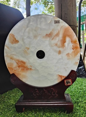 天然玉石平安扣摆件圆盘玉盘客厅玄关酒柜装饰品乔迁礼品高档