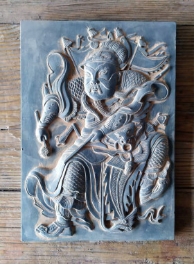 中式金砖青砖秦砖汉瓦当宣纸拓片尉迟敬德秦叔宝年画门神砖雕摆件