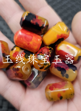 仿古玛瑙六棱珠桶珠玉石散珠