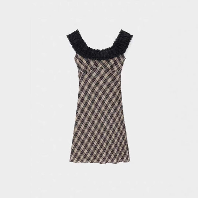 Double plaid dress fashionable sleeveless skirt